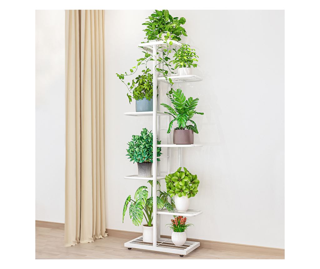 Suport pentru flori din metal alb Bamir 43x22x126 cm - 6