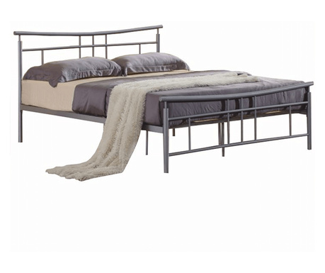 Krevet s oprugom, srebrni metal, Dorado 160x200 cm