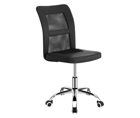 Офис стол екологична кожа черен хром Idor 45x59x90-100 см