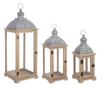 Set od 3 svjetiljke Oberlech sive boje prirodno drvo i metal 30 cm x 30 cm x 81 h