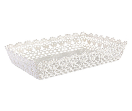 Set 3 belih kvačkanih košar 36x26x6,5 cm