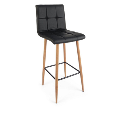 Бар стол със стоманени крака и седалка от черна екологична кожа Bruce 46x40x108x77 см