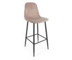Barska stolica Irelia s naslonom, crne željezne noge i bež baršunasta presvlaka, 46 cm X 39 cm X 103 V X 76 V1