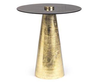 Masuta Cafea Cu Blat Neagra Picior Metal Auriu Dinpal Ø 45 Cm X 47.5 H