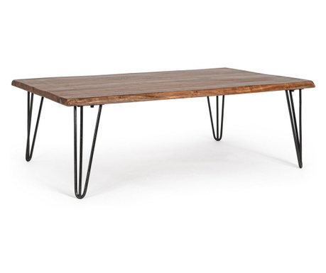 Klubska mizica z železnimi nogami in rjavo leseno ploščo Barrow 120x80x40 cm