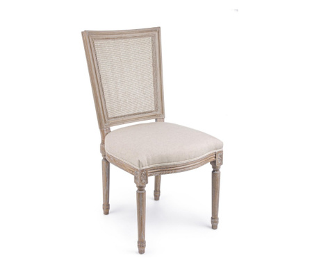 Стол с дървена облегалка и бежова памучна тапицерия Liliane 48 cm x 65 cm x 90 h x 45 h