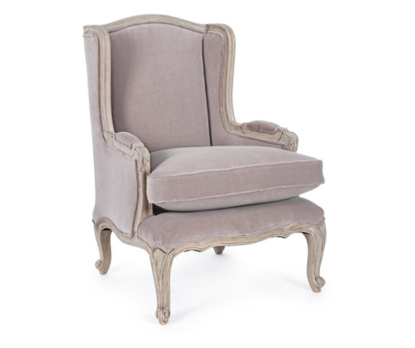 Fotelja sa smeđim drvenim nogama i prašnjavo ružičastim baršunastim presvlakama Lorelie 72 cm x 76 cm x 102 h