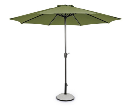 Umbrela de gradina cu picior din fier negru copertina textil verde kalife Ø 300x242 cm