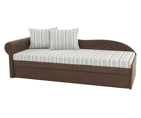 Kihúzható kanapé barna bézs textil kárpitozással bal oldali Aga modell 197x78x75 cm