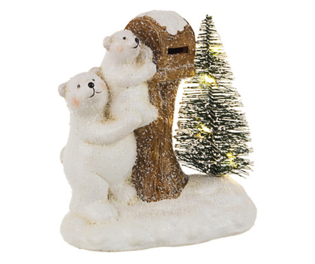 Bele keramične figurice polarnega medveda z Joshua LED diodami 13x9x14 cm