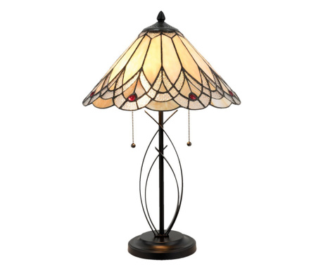 Svjetiljka sa smeđim postoljem od poliresina i Tiffany staklenim sjenilom Ø 40 cm x 60 h