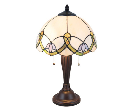 Лампа с кафява основа от полирезин и стъклен абажур Tiffany Ø 30x50 см
