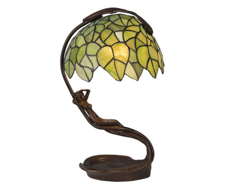 Лампа с кафява метална основа и стъклен абажур Tiffany 28x20x41 см
