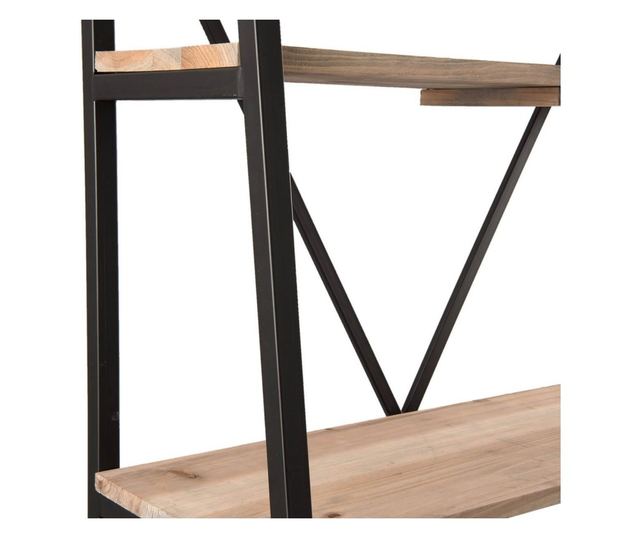 Fekete vaspolc 5 natúr fa polccal 90 cm x 47 cm x 191 h