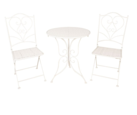 Комплект от 2 сгъваеми стола и бяла стоманена маса Ø 60 cm x 70 h