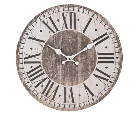 Кафяв дървен стенен часовник Ø 34 см х 4 см