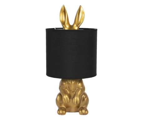 Декоративна лампа от златен полирезин с черен текстилен абажур Ø 20 cm x 42 h