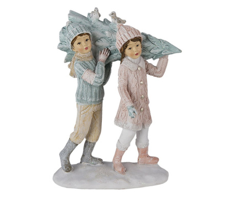 Figurine Copii cu brad din polirasina 12 cm x 6 cm x 15 h