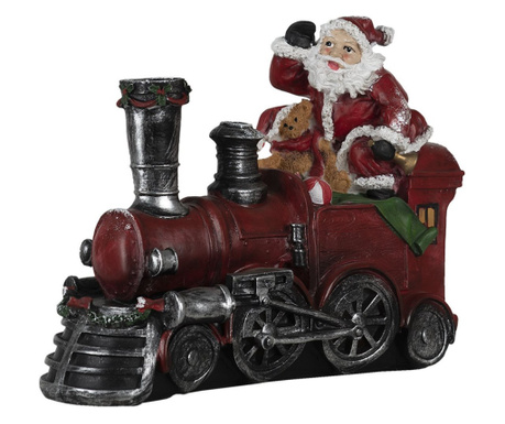 Фигурка Дядо Коледа с влакче от полирезин 28х12х23см