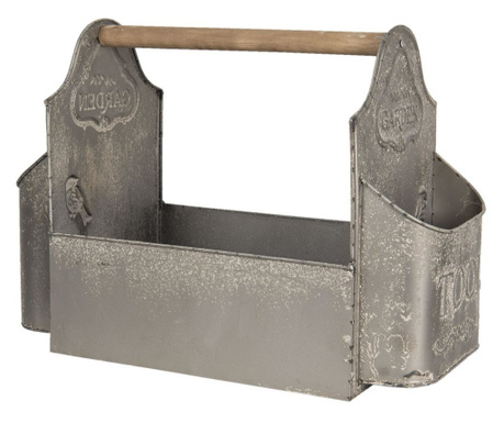Сива метална кутия за съхранение на градински инструменти 50 cm x 26 cm x 23 h