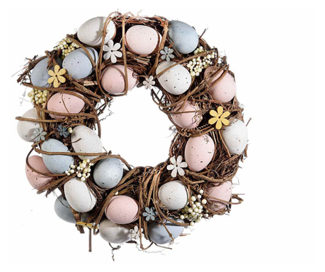 Drveni uskršnji vijenac ukrašen jajima i cvijećem Ø 31 cm