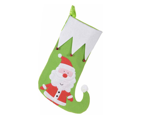 Božična okrasna nogavica zeleno bela rdeča model Božiček 27x40 cm