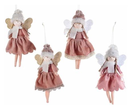 Set od 4 anđela od tkanine za Božić 10x18 cm