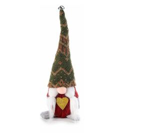 Fehérarany piros zöld szövetből készült karácsonyi figura 9x6x27 cm