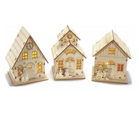 Set od 3 LED kućice 8,5x7,5x11,5 cm
