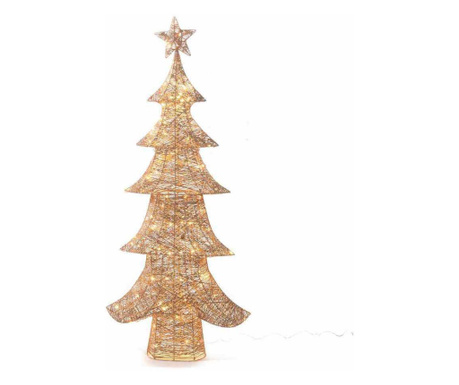 Zlatno metalno božićno drvce s LED diodama 70x22x160 cm