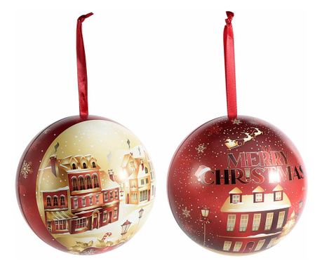 Set 8 kovinskih globusov Christmas Village 15 cm