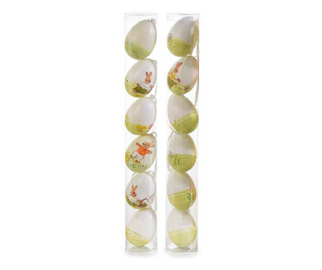 Комплект от 12 декоративни разноцветни пластмасови яйца 53C 4х6 см