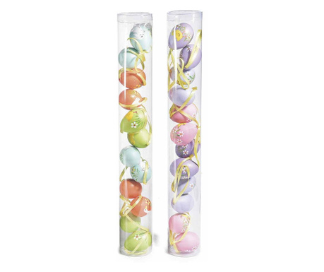 Комплект 24 декоративни разноцветни пластмасови яйца 21А 3х4 см
