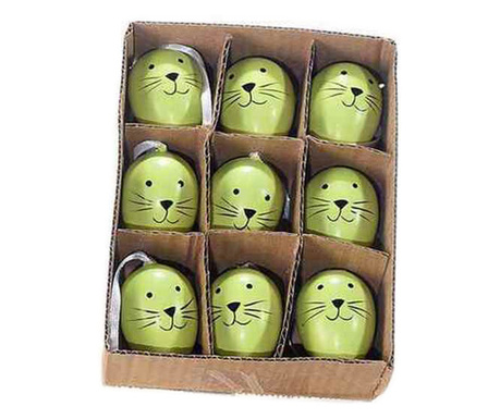 Set 9 oua decorative Paste din plastic verde 3x4 cm