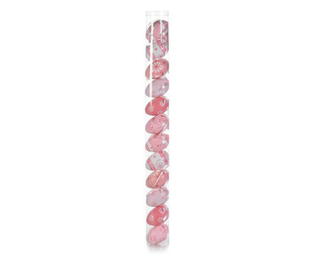 Set od 12 roza plastičnih ukrasnih jaja 4x6 cm