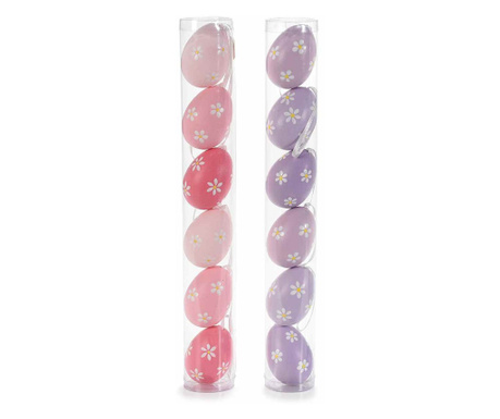 Комплект от 12 декоративни разноцветни пластмасови яйца 60А 4х6 см