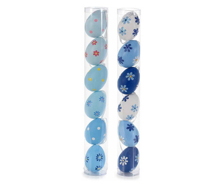 Комплект от 12 декоративни разноцветни пластмасови яйца 60C 4х6 см