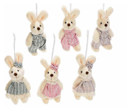 Set 6 visečih figuric zajčkov iz blaga 10 cm