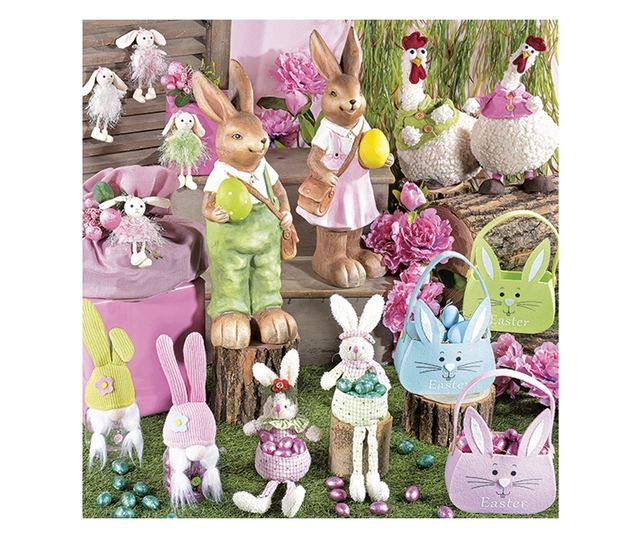 Tekstilna dekoracija kokoš s dimenzijama 20 cm x 15 cm x 33 cm