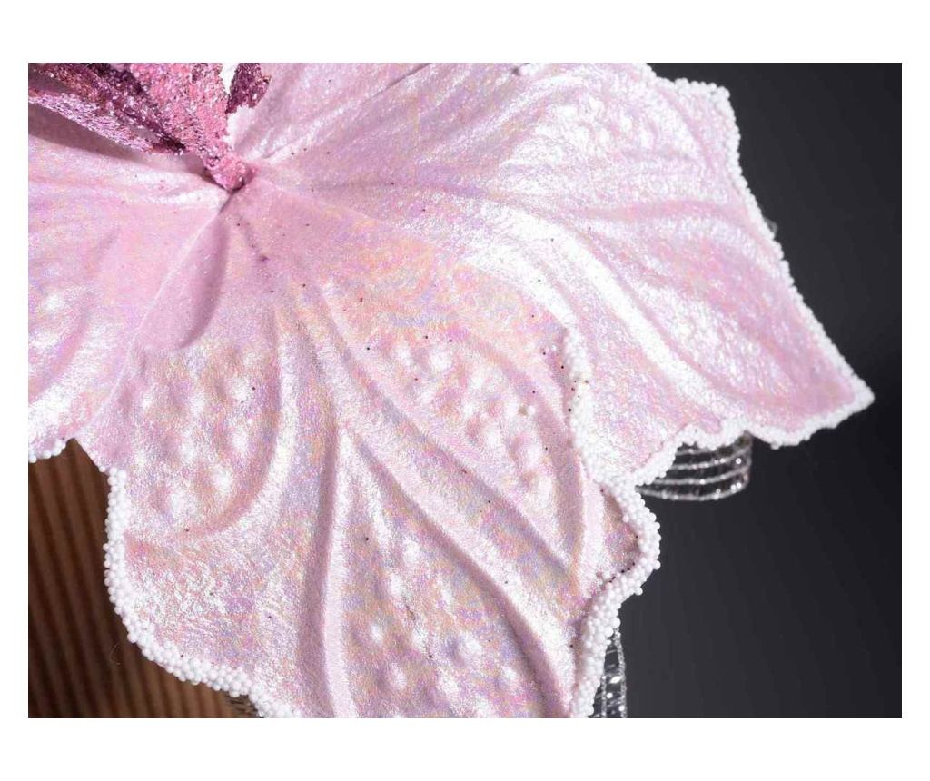 Umetna roza božična zvezda s srebrnim bleščilom 28 cm - 2