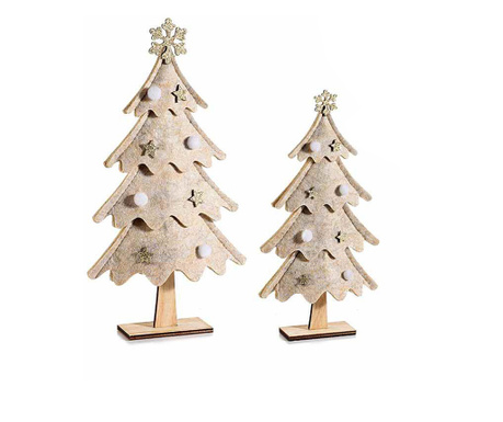 Set od 2 božićna drvca od bež tekstila 16x4x27,5 cm, 12,5x3x22,5 cm