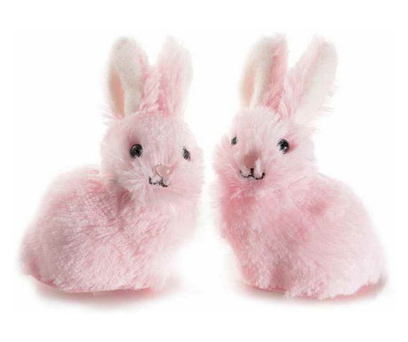 2 db rózsaszín műszőrme húsvéti nyuszi készlet 6x4x9 cm