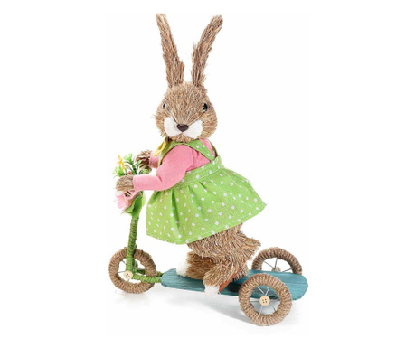 Figurica velikonočnega zajčka s kolesom Dekle iz naravnih vlaken 25 cm x 12 cm x 35 h