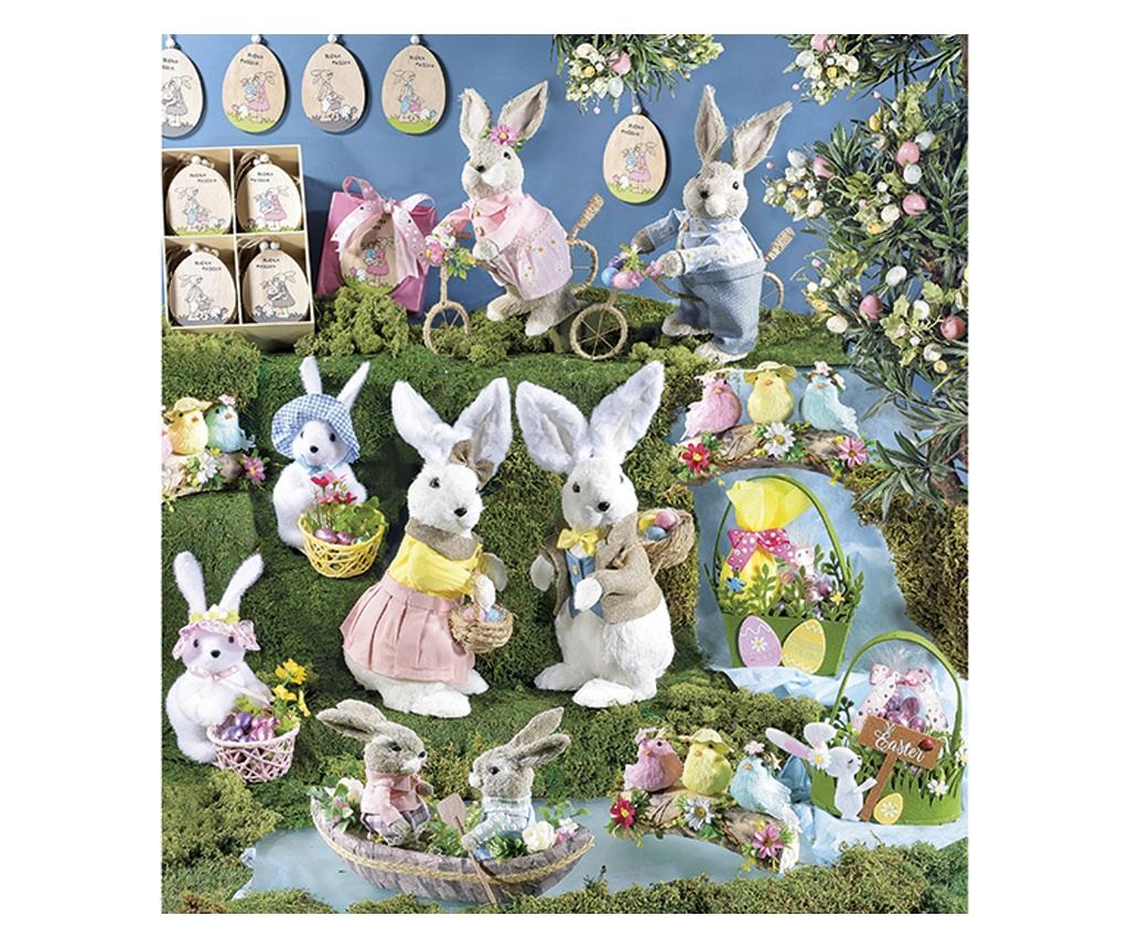 Zajíček, figurka z přírodních vláken a textilu, 18x14x41 cm - 2