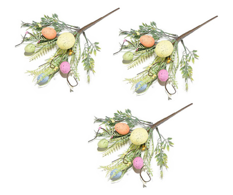 Set od 3 umjetne grane ukrašene jajima 31 cm