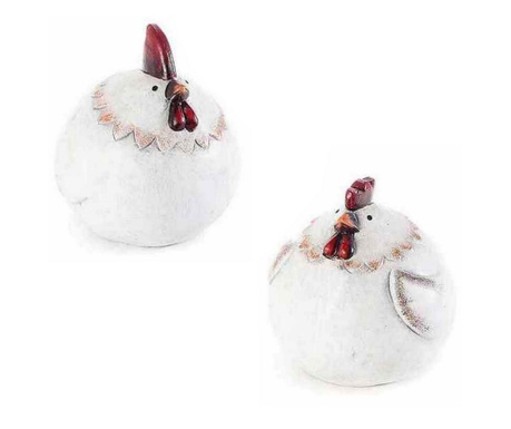 Комплект от 2 фигурки на петел и кокошка от бяла керамика 13x11x13 см