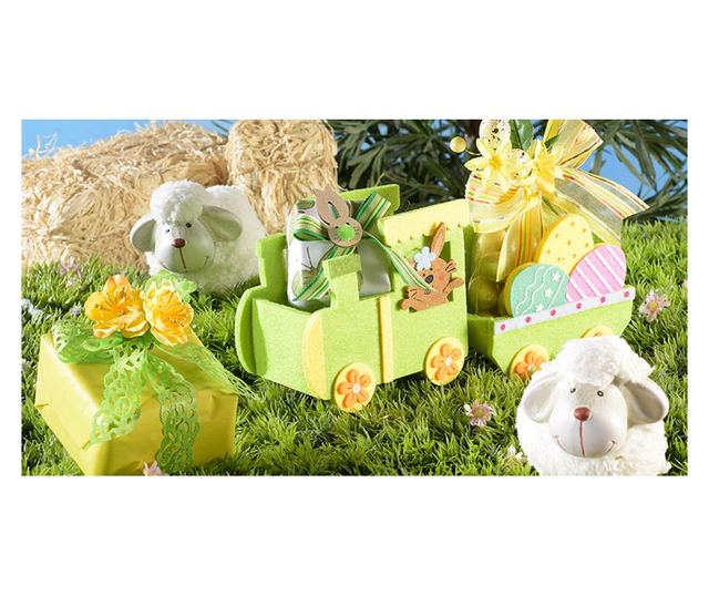 Bijela keramička i tekstilna uskrsna dekoracija 8x10x11 cm