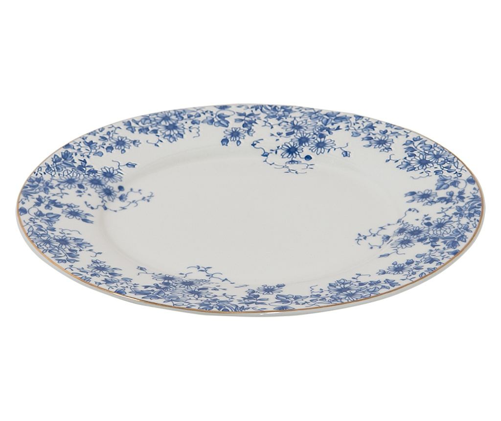 Σετ 4 Λευκά και Μπλε Πορσελάνινα Πιάτα 21x2 εκ. - 2