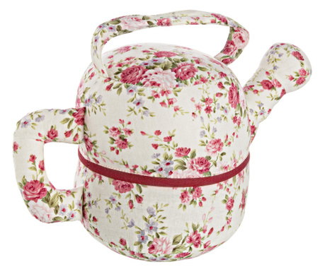 Червен бежов текстилен стопер за врата Tea Pot Flowers 27x14x17 см