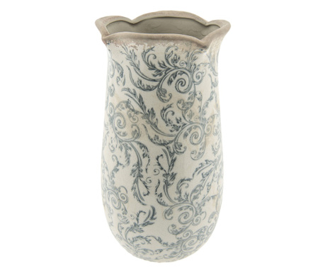 Keramička ukrasna vaza bijela siva Cvijeće 14x28 cm